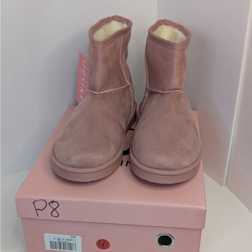 Cozy Warm Fur Lined Ankle Bootie in Blush Pink NWT Size 8 - Picture 7 of 10